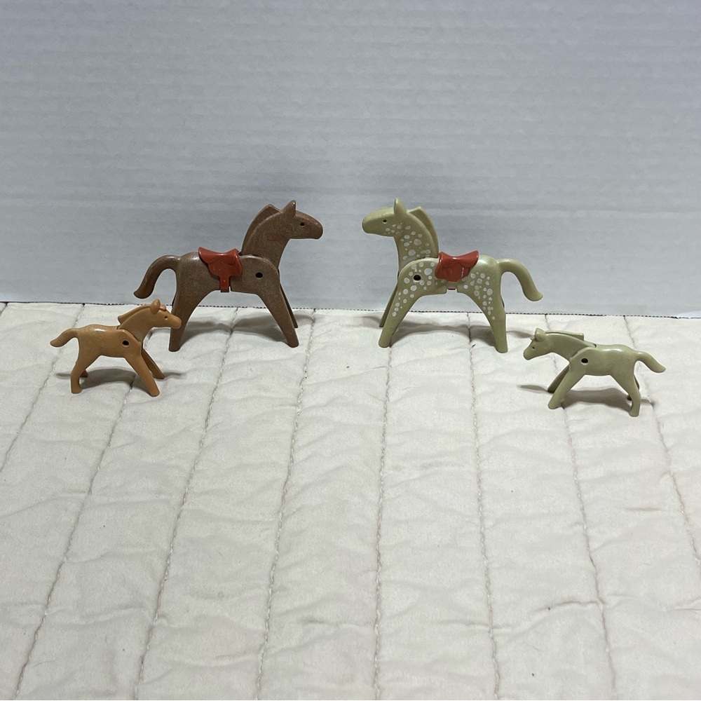 Vintage 1974 Geobra Playmobil Horse Pony Toy Lot of (4) Assorted Colors Figure
